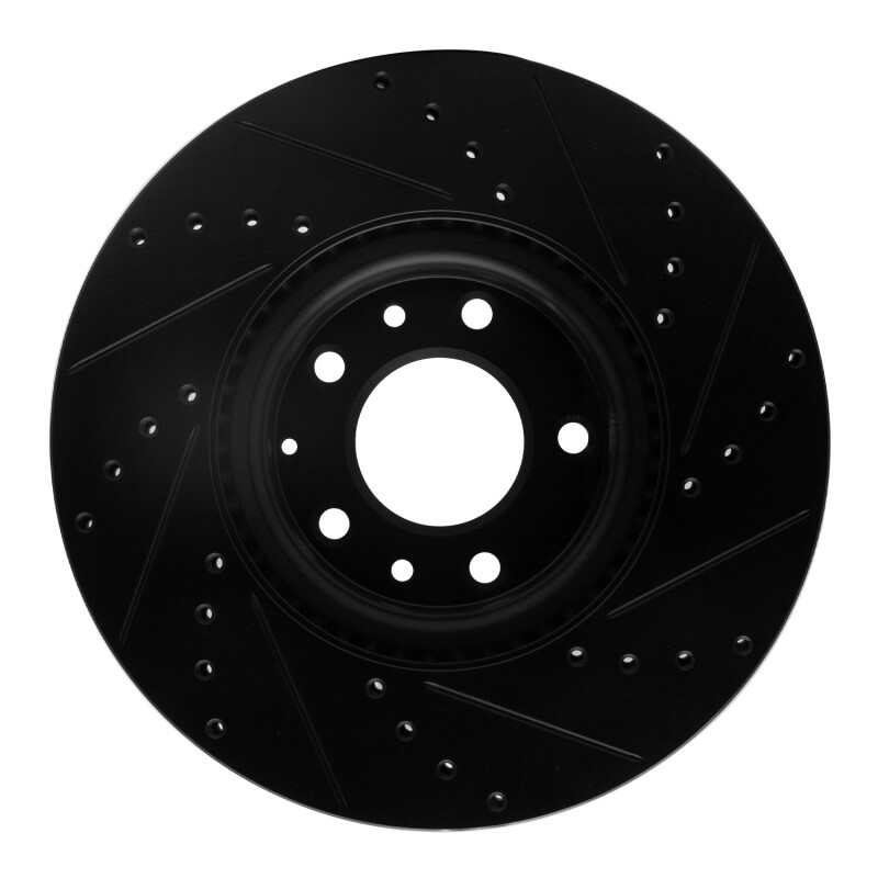 Mazda 6 Brake Rotor (1) - Front Left - R1 Concepts - Drilled & Slotted - Black - `06-`07